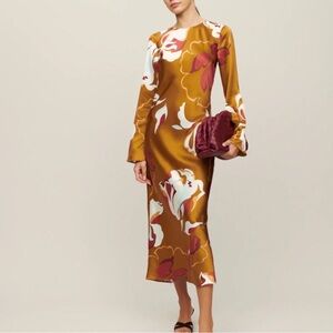 Reformation gold silk dress